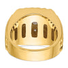14k Two-tone Men's Polished Satin and Grooved 1 Carat AA Quality Diamond Cluster Ring