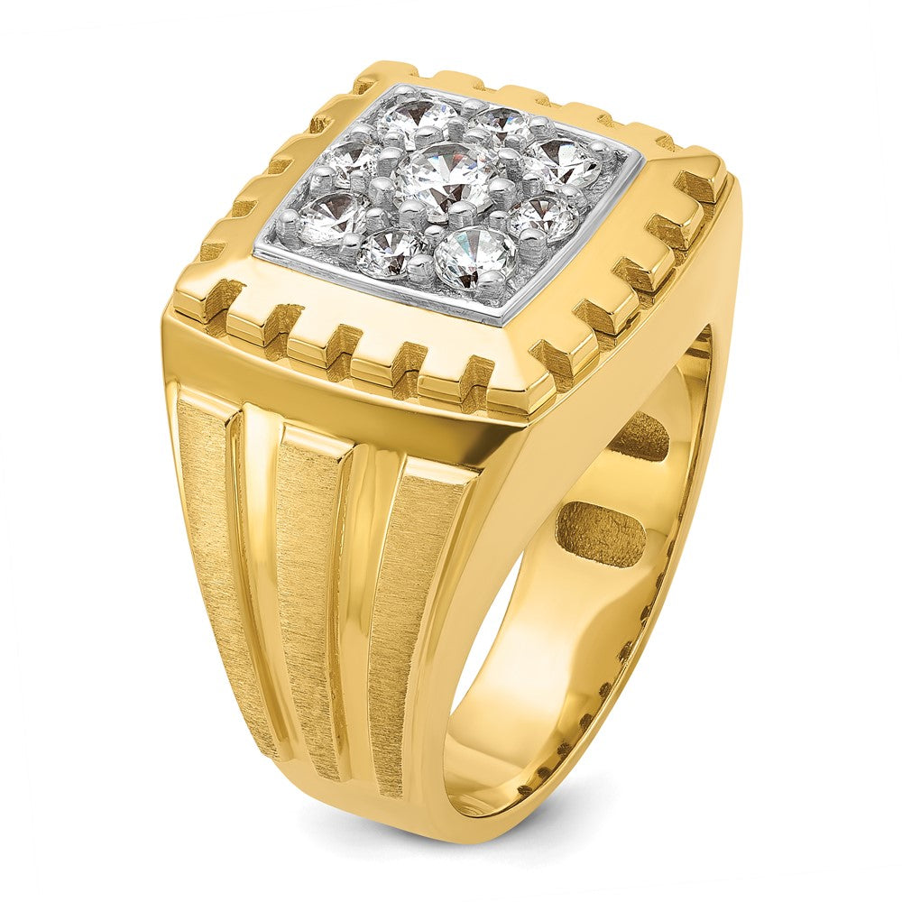 IBGoodman 14k Two-tone Men's Polished Satin and Grooved Cluster Ring Mounting