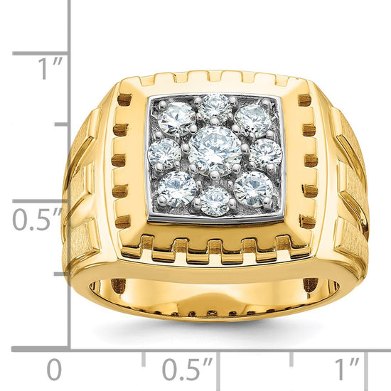 IBGoodman 14k Two-tone Men's Polished Satin and Grooved Cluster Ring Mounting