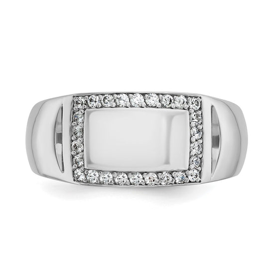 14k White Gold IBGoodman Men's Polished Rectangle Ring Mounting