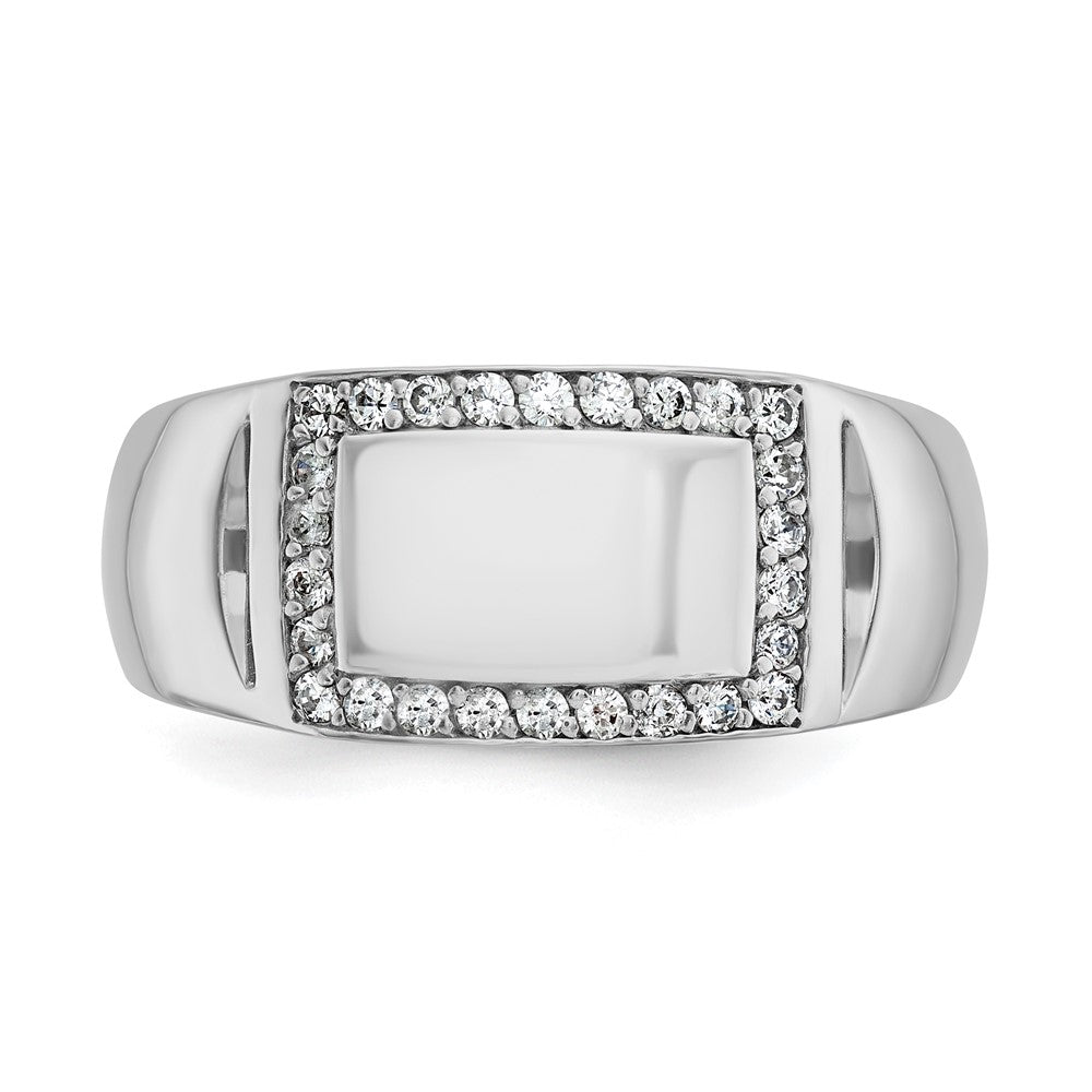 14k White Gold IBGoodman Men's Polished Rectangle Ring Mounting