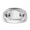 14k White Gold Polished 3/8 Carat AA Diamond Rectangle Mens Signet Ring