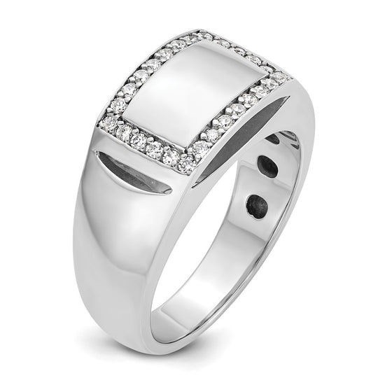 14k White Gold IBGoodman Men's Polished Rectangle Ring Mounting