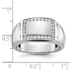 14k White Gold Polished 3/8 Carat AA Diamond Rectangle Mens Signet Ring
