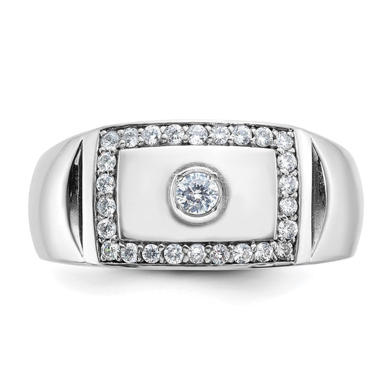 IBGoodman 10k White Gold Men's Polished and Cut-Out Ring Mounting