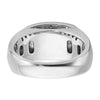 14k White Gold Men's Polished and Cut-Out 3/4 Carat AA Quality Black and White Diamond Rectangle Ring