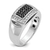 14k White Gold Men's Polished and Cut-Out 3/4 Carat AA Quality Black and White Diamond Rectangle Ring