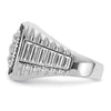 14k White Gold Men's Polished and Textured 1 Carat Black and White Diamond Cluster Ring