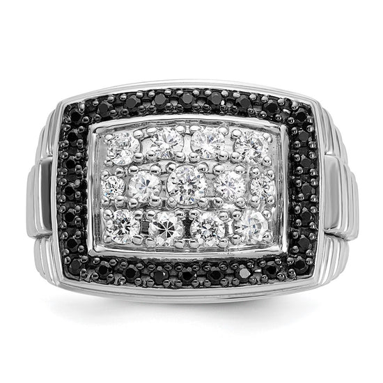 IBGoodman 14k White Gold Men's Polished and Textured Cluster Ring Mounting