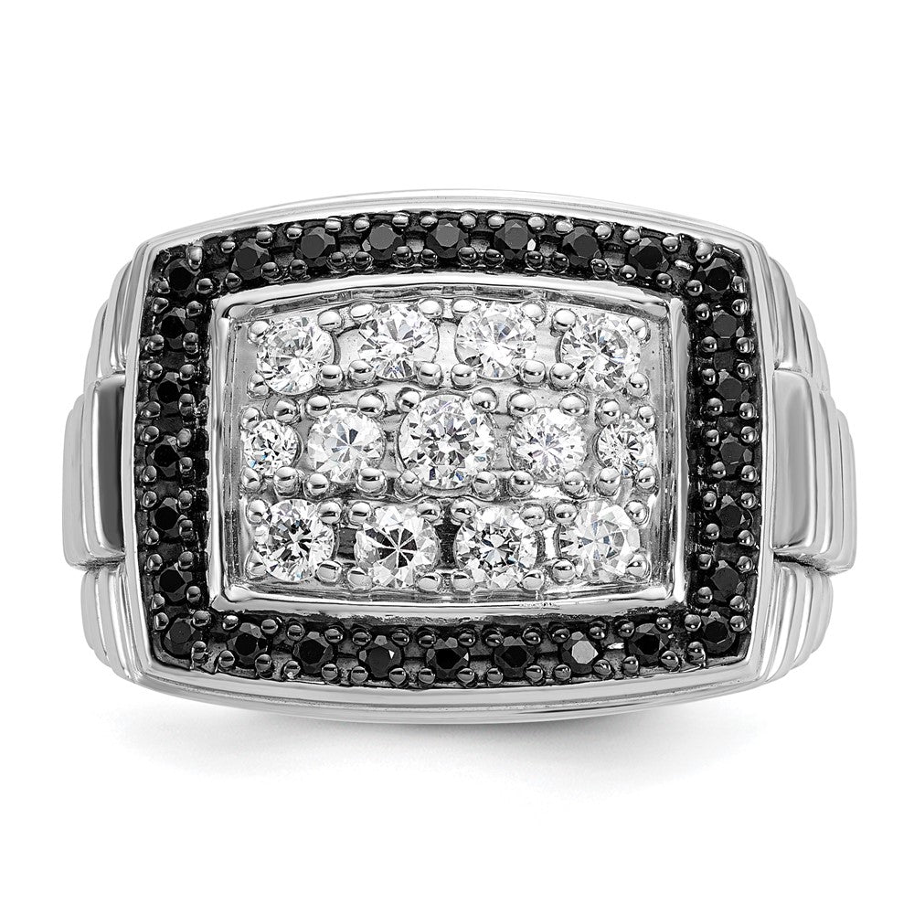 IBGoodman 14k White Gold Men's Polished and Textured Cluster Ring Mounting