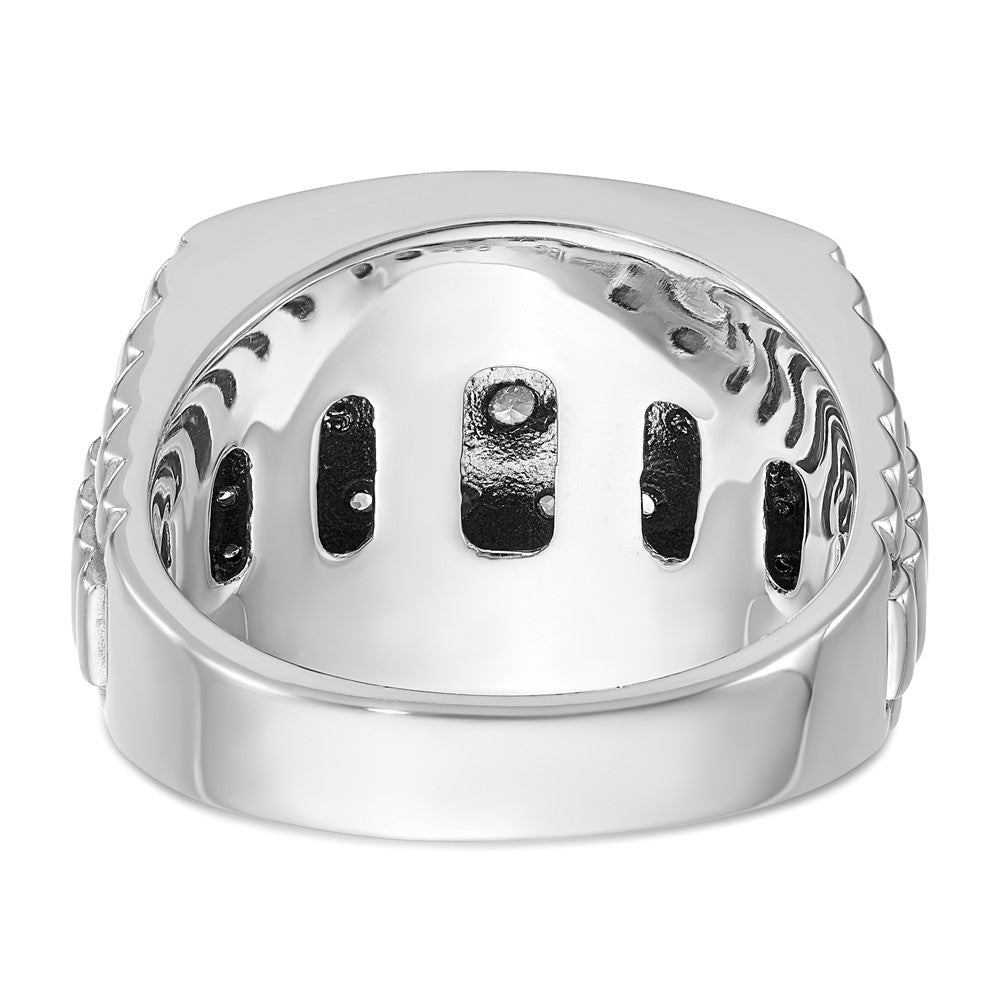 IBGoodman 14k White Gold Men's Polished and Textured Cluster Ring Mounting