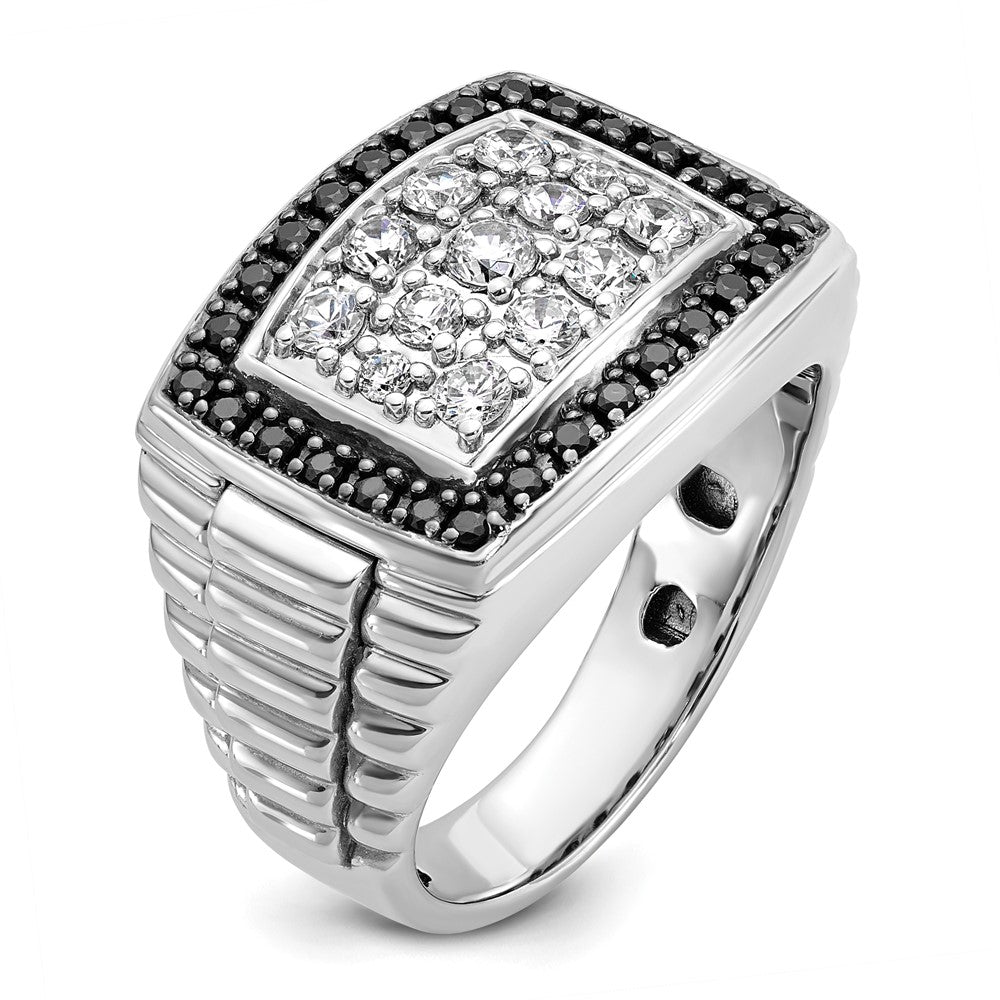 IBGoodman 14k White Gold Men's Polished and Textured Cluster Ring Mounting