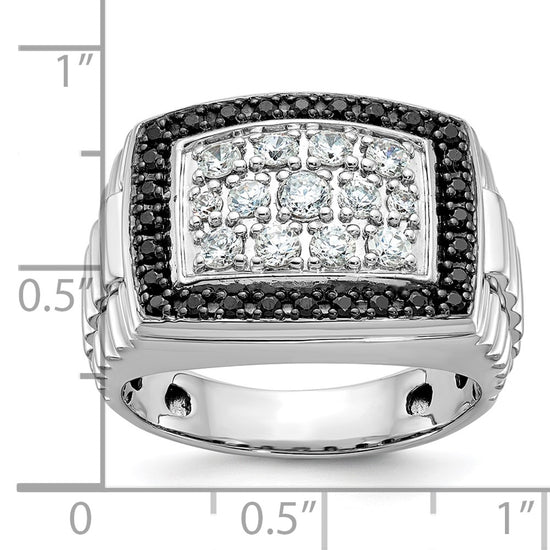 IBGoodman 14k White Gold Men's Polished and Textured Cluster Ring Mounting