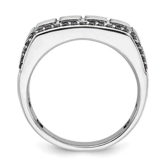 IBGoodman 14k White Gold Men's Polished Satin and Cobblestone Textured Ring Mounting