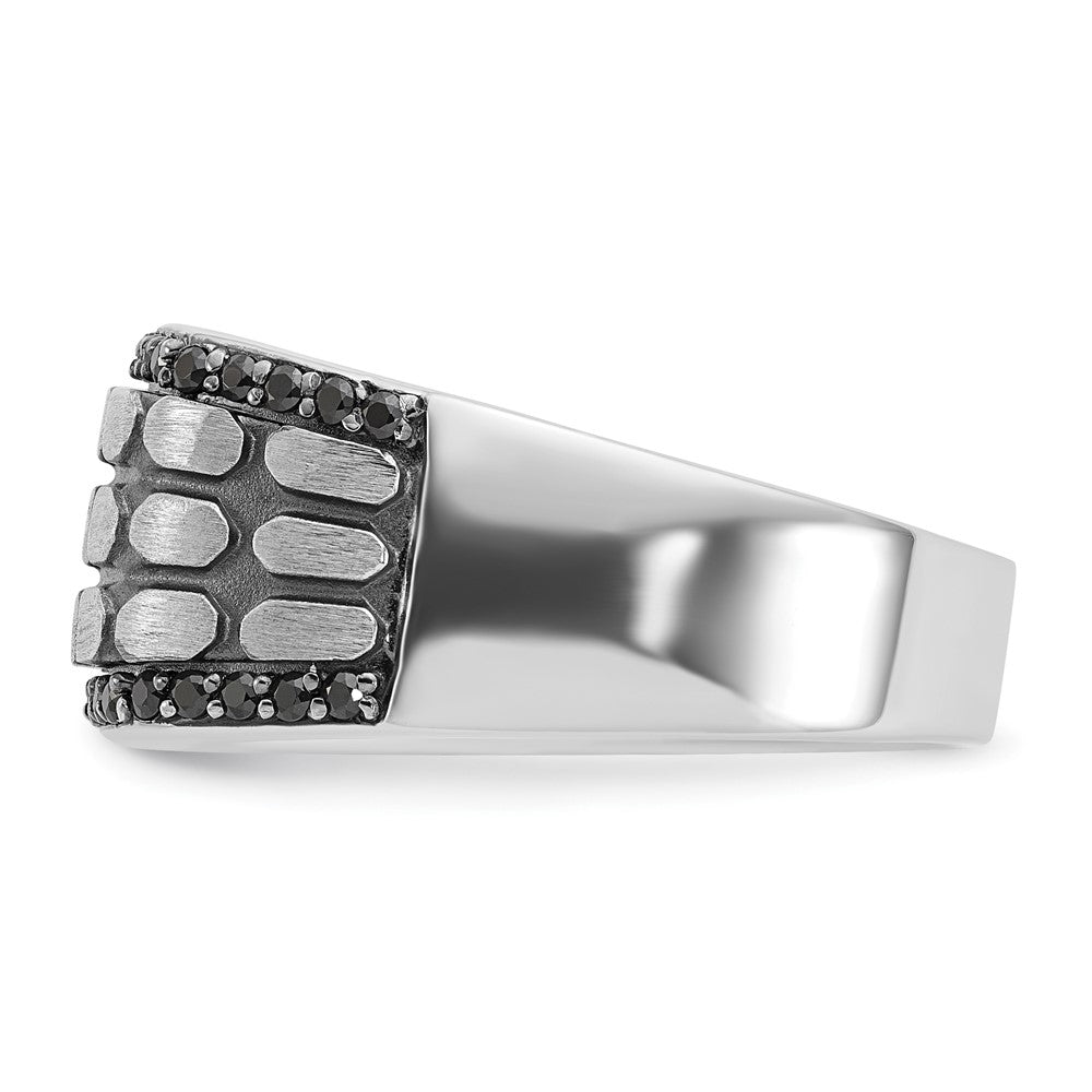 IBGoodman 14k White Gold Men's Polished Satin and Cobblestone Textured Ring Mounting