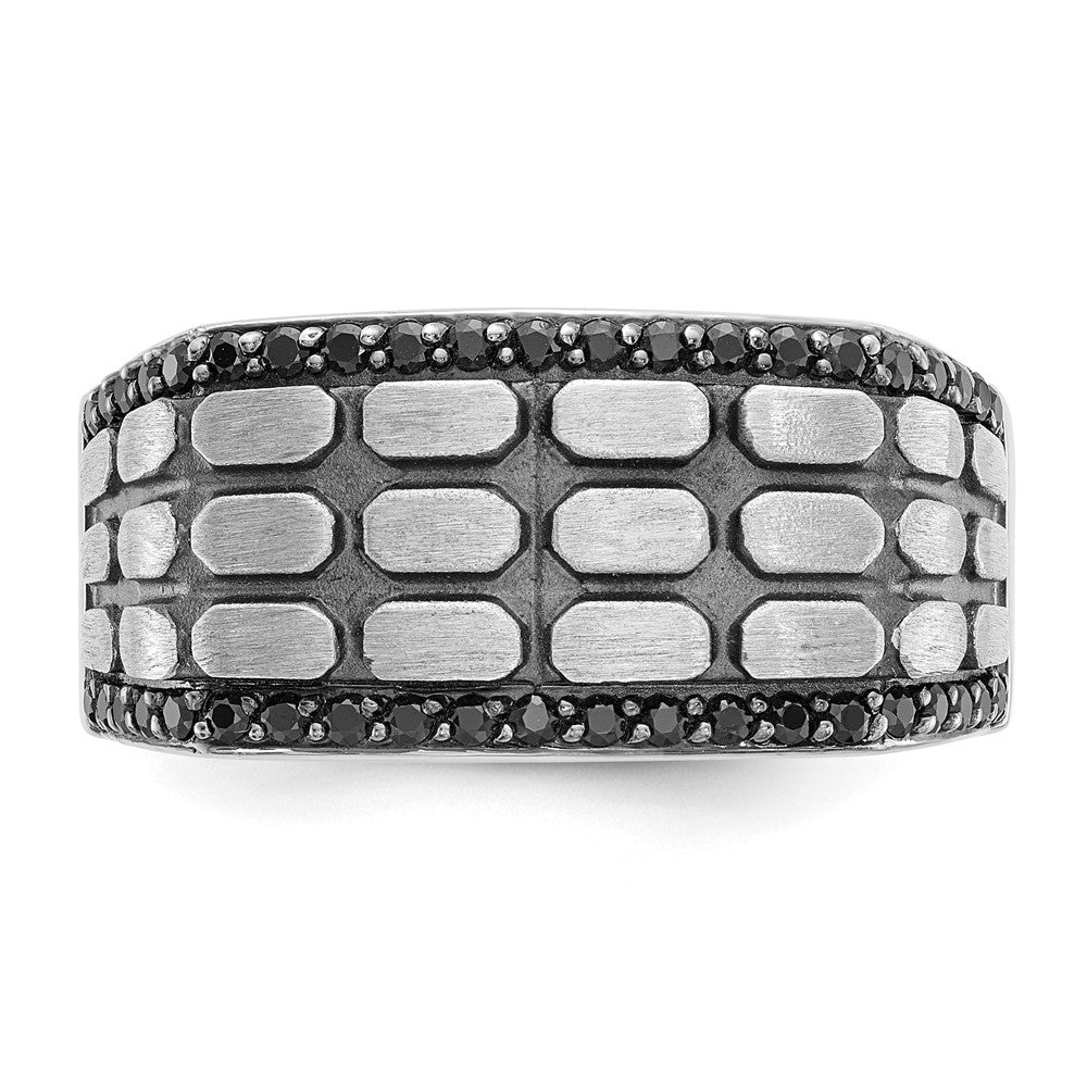 IBGoodman 14k White Gold Men's Polished Satin and Cobblestone Textured Ring Mounting