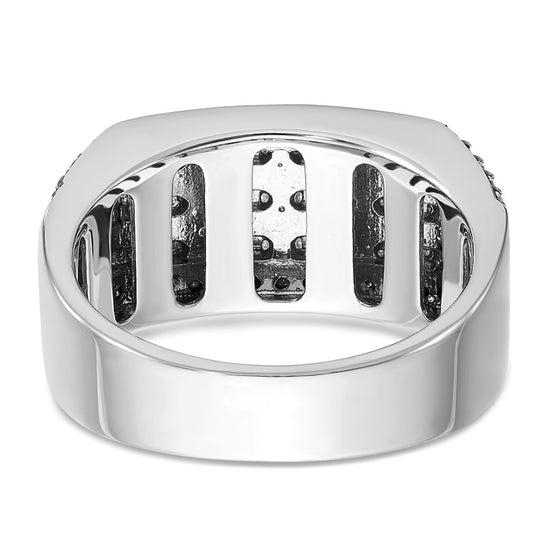 IBGoodman 14k White Gold Men's Polished Satin and Cobblestone Textured Ring Mounting