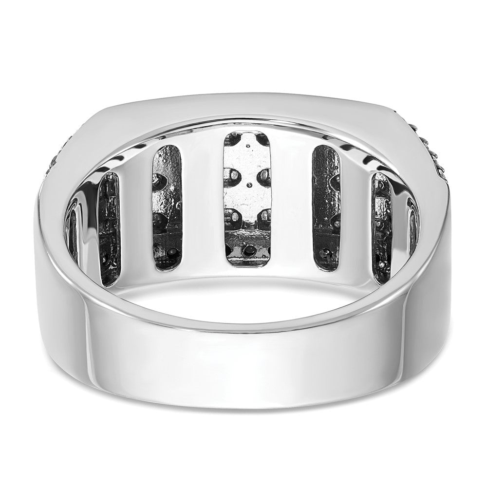 IBGoodman 14k White Gold Men's Polished Satin and Cobblestone Textured Ring Mounting