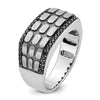 IBGoodman 14k White Gold Men's Polished Satin and Cobblestone Textured Ring Mounting