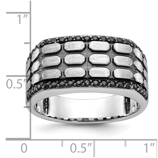 IBGoodman 14k White Gold Men's Polished Satin and Cobblestone Textured Ring Mounting