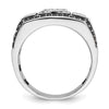 14k White Gold with Black Rhodium Men's Polished Satin and Cobblestone Textured Black and White 5/8 Carat AA Quality Diamond Ring