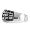 14k White Gold with Black Rhodium Men's Polished Satin and Cobblestone Textured Black and White 5/8 Carat AA Quality Diamond Ring