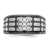 14k White Gold with Black Rhodium Men's Polished Satin and Cobblestone Textured Black and White 5/8 Carat AA Quality Diamond Ring