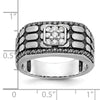 14k White Gold with Black Rhodium Men's Polished Satin and Cobblestone Textured Black and White 5/8 Carat AA Quality Diamond Ring