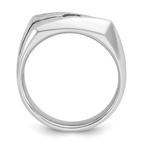 14k White Gold with Black Rhodium Men's Satin 1/5 carat Diamond Complete Ring
