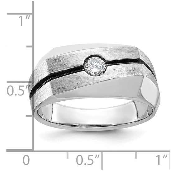 14k White Gold with Black Rhodium Men's Satin 1/5 carat Diamond Complete Ring