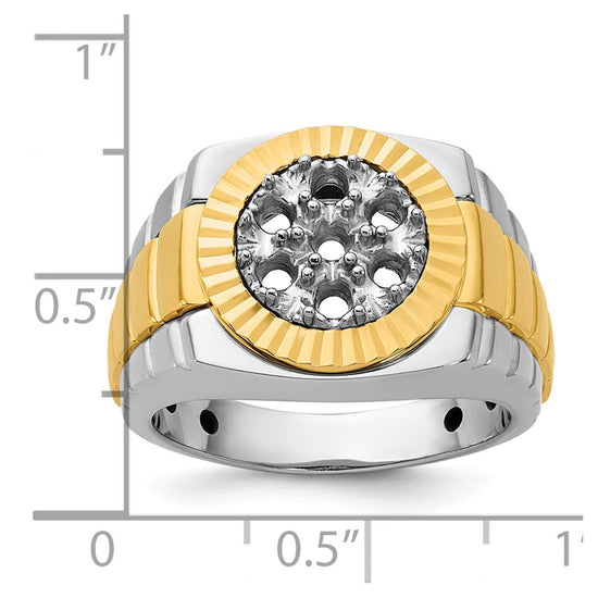 IBGoodman 14k Two-tone Men's Polished Satin and Textured Ring Mounting