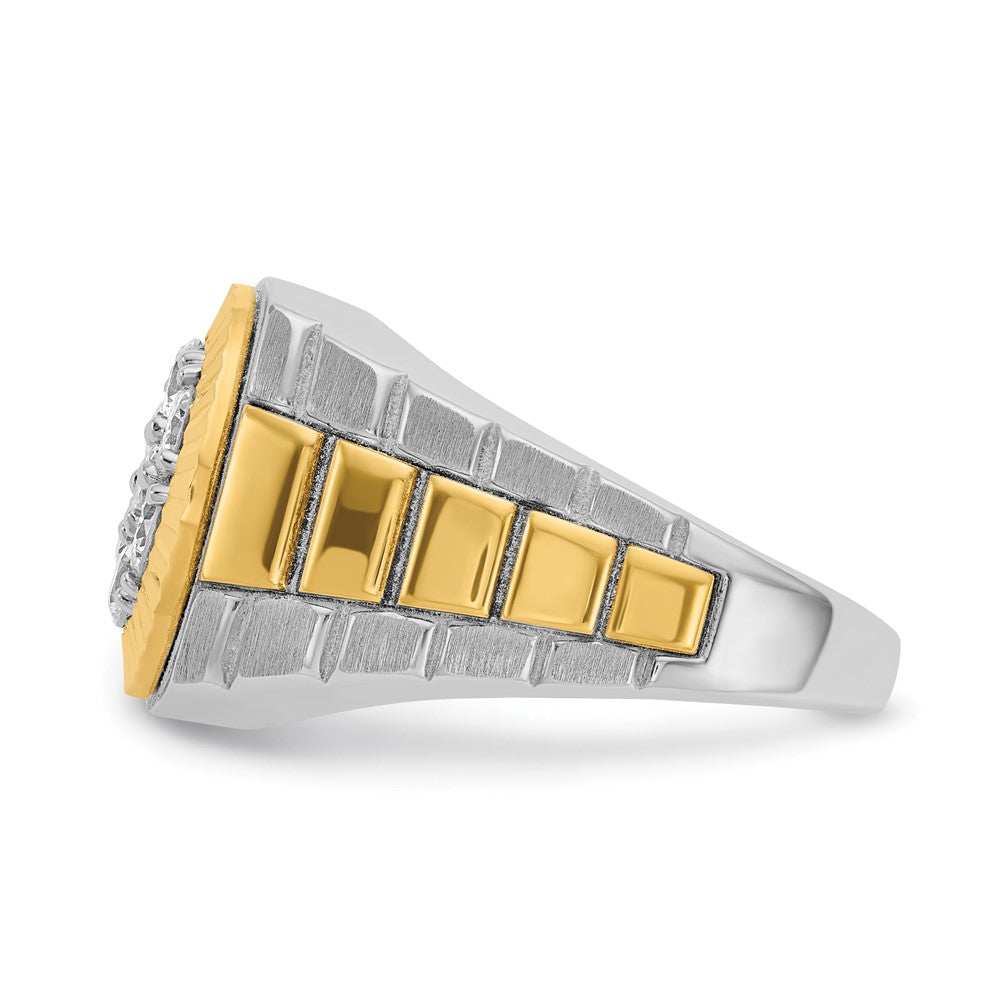IBGoodman 14k Two-tone Men's Polished Satin and Textured 1 Carat AA Quality Diamond Ring