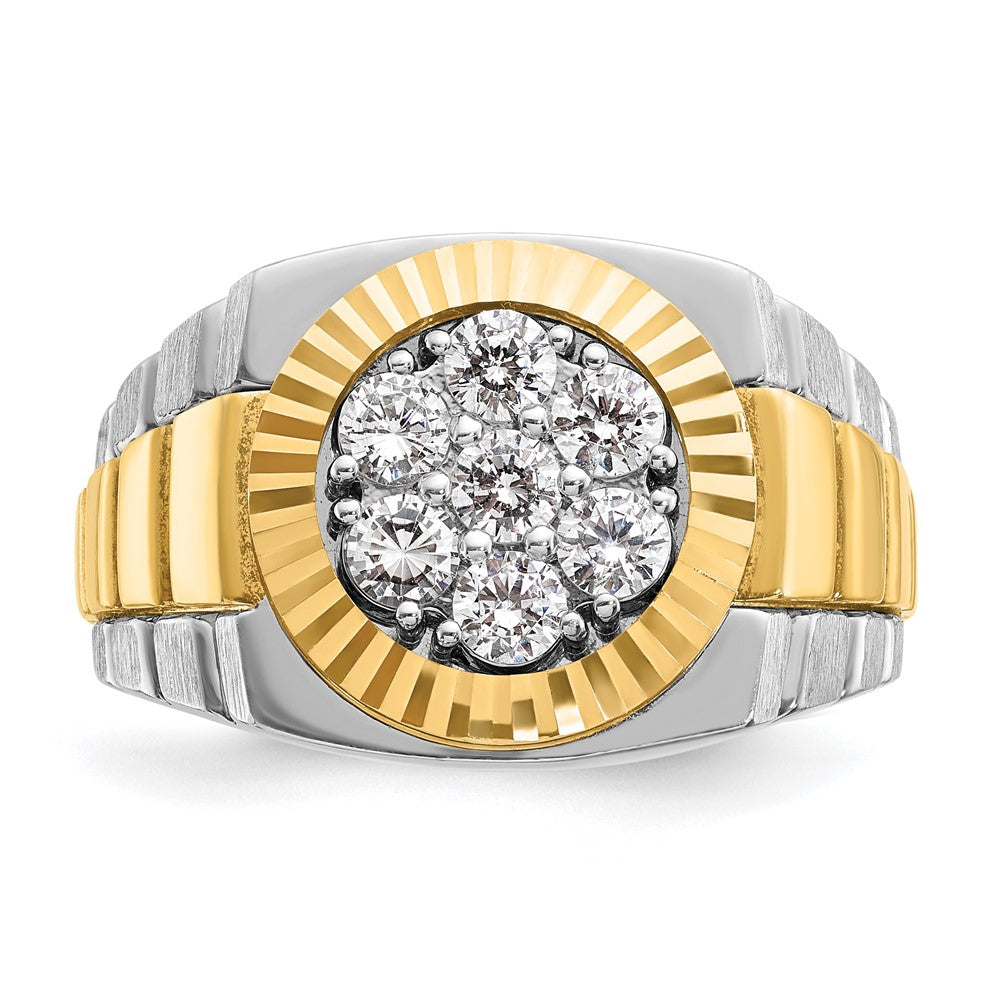 IBGoodman 14k Two-tone Men's Polished Satin and Textured 1 Carat AA Quality Diamond Ring