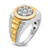 IBGoodman 14k Two-tone Men's Polished Satin and Textured 1 Carat AA Quality Diamond Ring