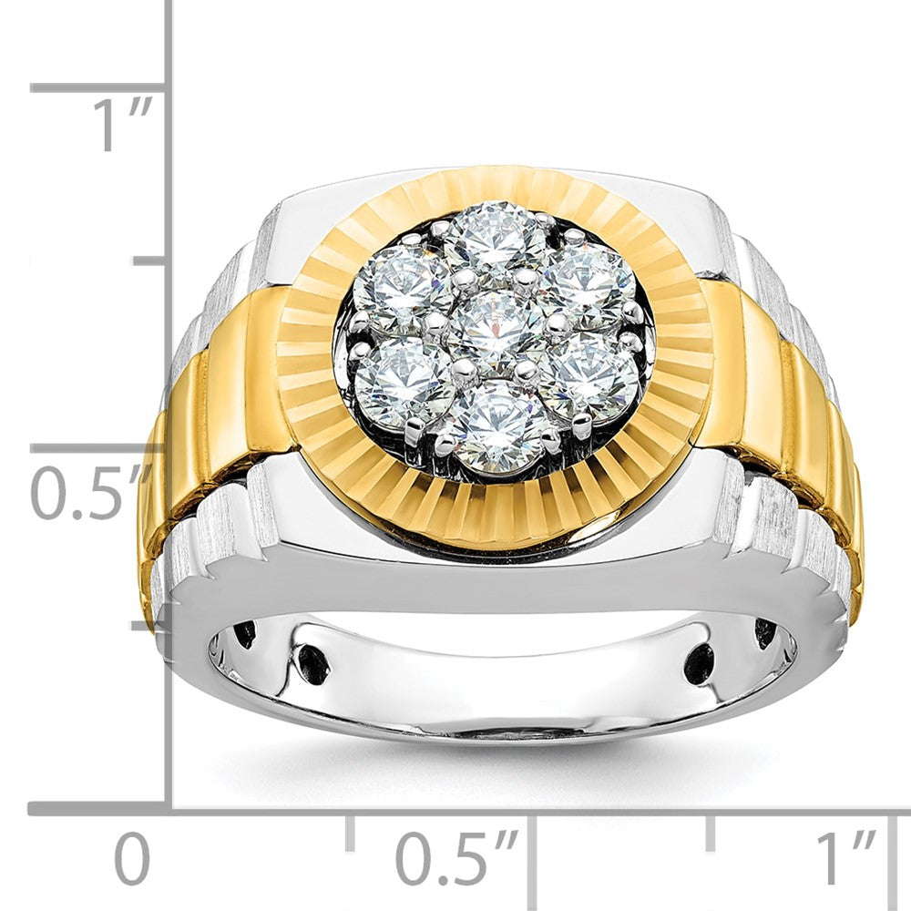 IBGoodman 14k Two-tone Men's Polished Satin and Textured 1 Carat AA Quality Diamond Ring