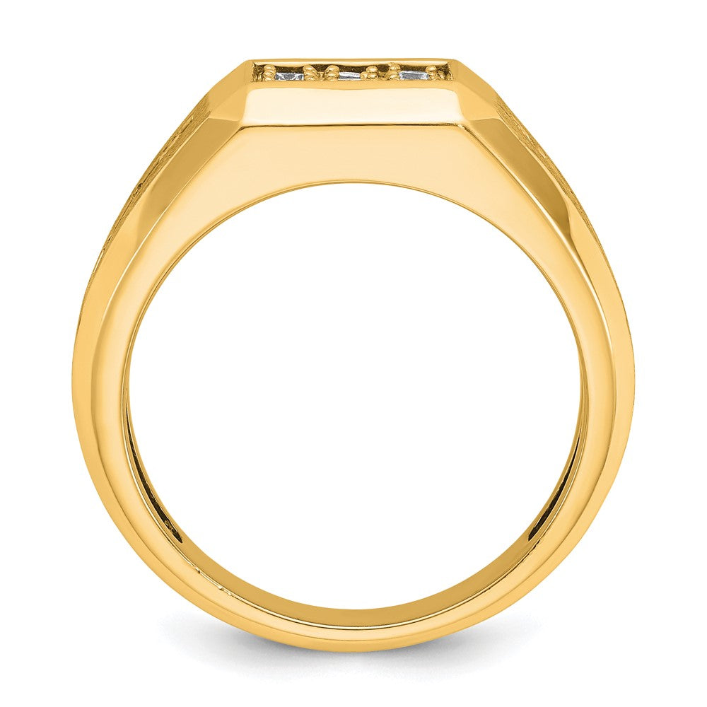10k Men's Polished and Satin 1 Carat A Quality Diamond Square Cluster Ring