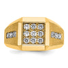 10k Men's Polished and Satin 1 Carat A Quality Diamond Square Cluster Ring