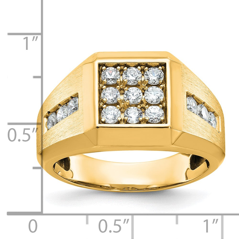 10k Men's Polished and Satin 1 Carat A Quality Diamond Square Cluster Ring