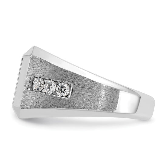 14k White Gold Men's Polished and Satin 1 Carat AA Quality Diamond Square Cluster Ring