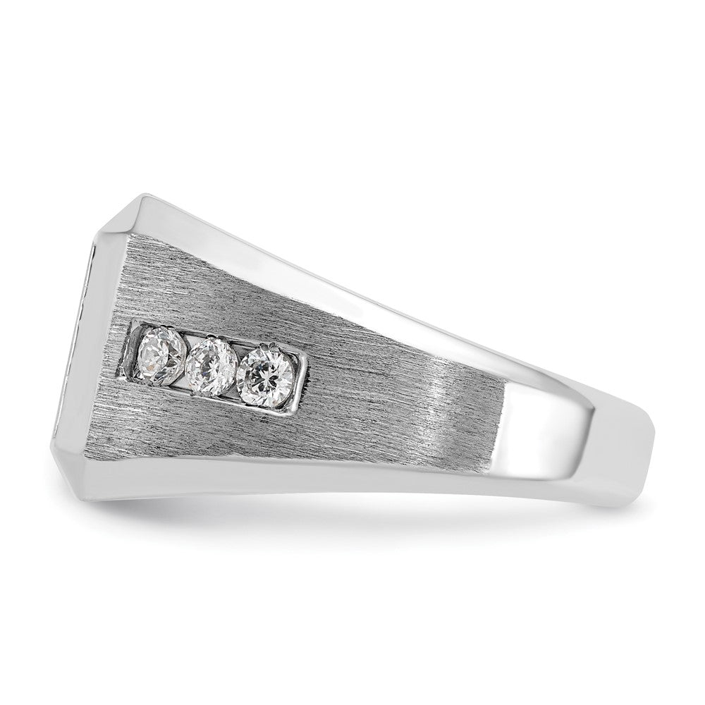 14k White Gold Men's Polished and Satin 1 Carat AA Quality Diamond Square Cluster Ring
