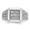 14k White Gold Men's Polished and Satin 1 Carat AA Quality Diamond Square Cluster Ring