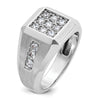 14k White Gold Men's Polished and Satin 1 Carat AA Quality Diamond Square Cluster Ring