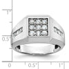 14k White Gold Men's Polished and Satin 1 Carat AA Quality Diamond Square Cluster Ring