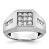 14k White Gold Men's Polished and Satin 1 Carat AA Quality Diamond Square Cluster Ring