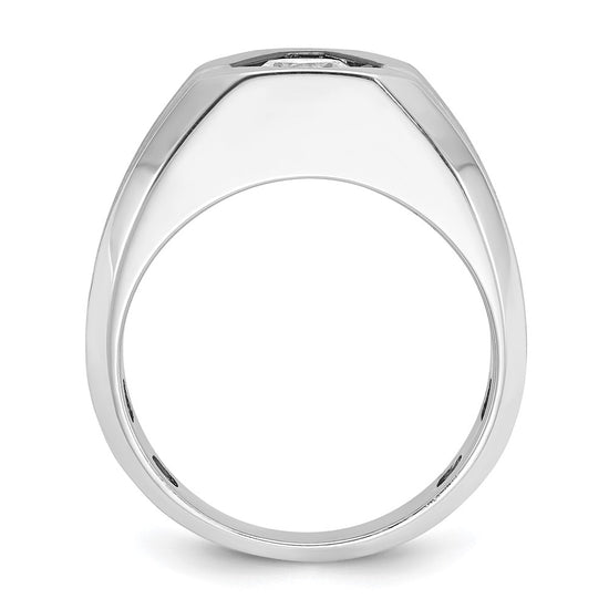 14k White Gold Men's Polished and Satin 1/5 carat Diamond Semi-mount Ring