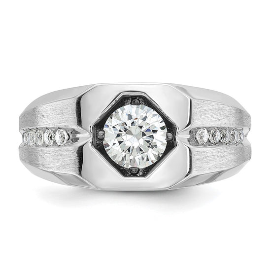 14k White Gold IBGoodman Men's Polished and Satin Diamond Ring Mounting