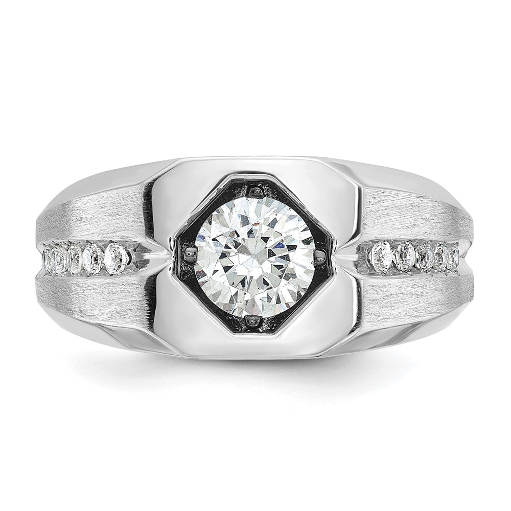 14k White Gold IBGoodman Men's Polished and Satin Diamond Ring Mounting