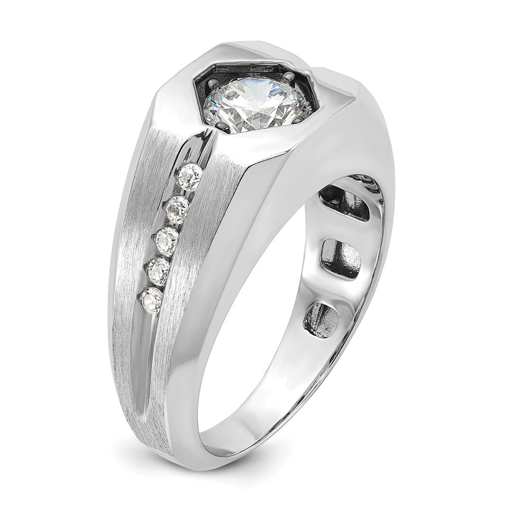 14k White Gold IBGoodman Men's Polished and Satin Diamond Ring Mounting