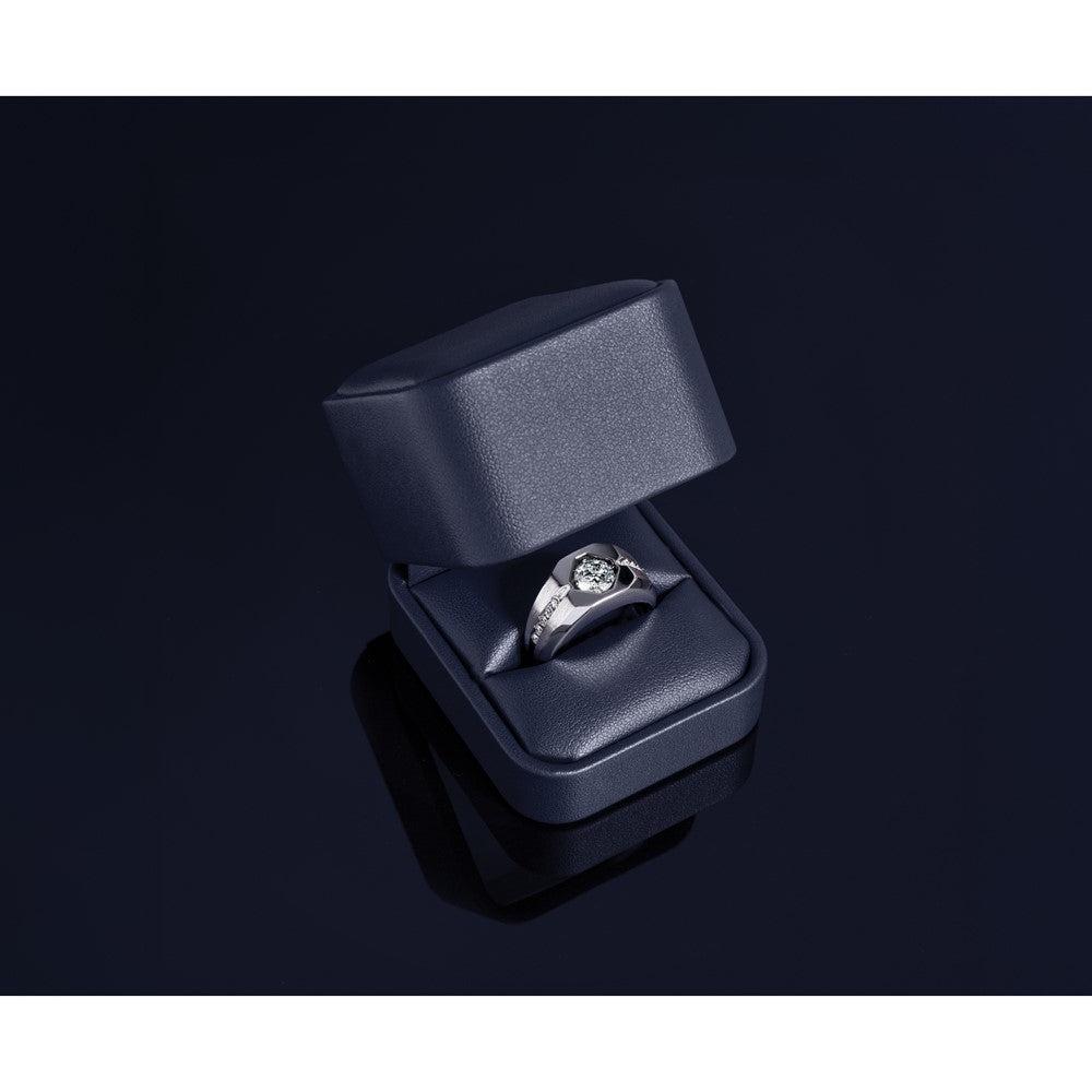 14k White Gold IBGoodman Men's Polished and Satin Diamond Ring Mounting