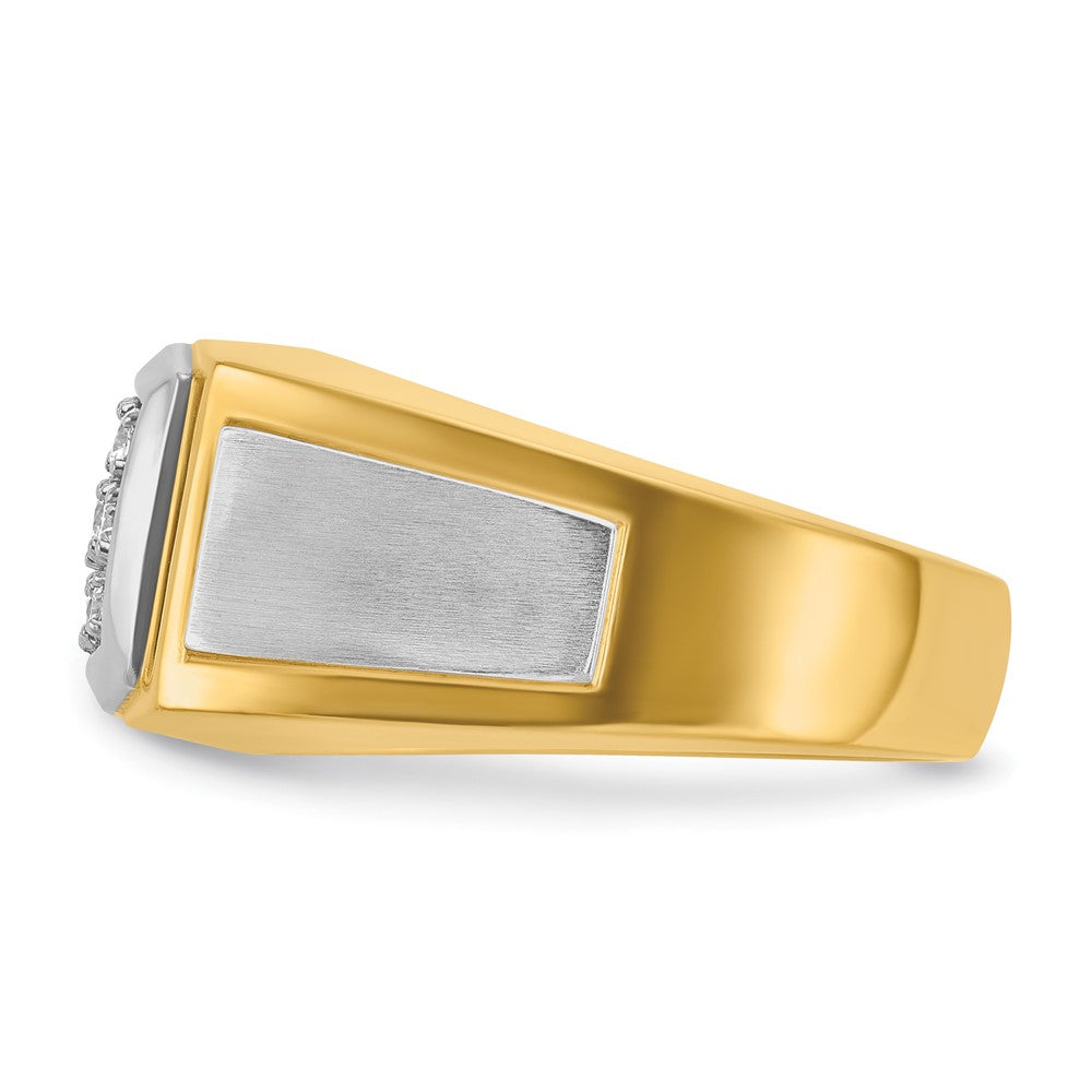 14k with White Rhodium Men's Polished and Satin 1/2 Carat AA Quality Diamond Cluster Ring